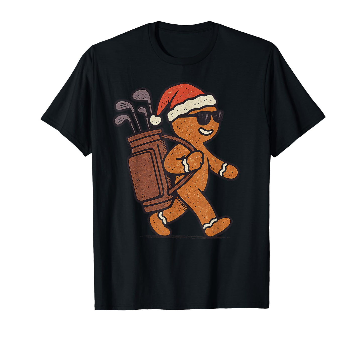 Gingerbread Playing Golf Christmas Vintage Funny Xmas T-Shirt
