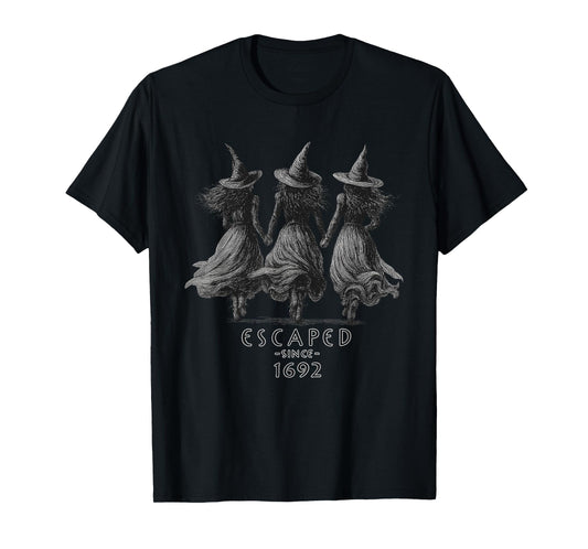 Escaped Since 1692 Vintage Witch Trio Halloween T-Shirt