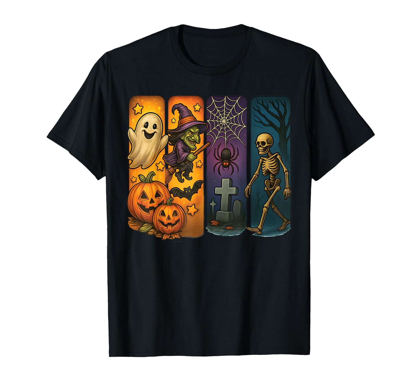 Spooky Cute Ghost & Witch Funny Boys Kids Vintage Halloween T-Shirt