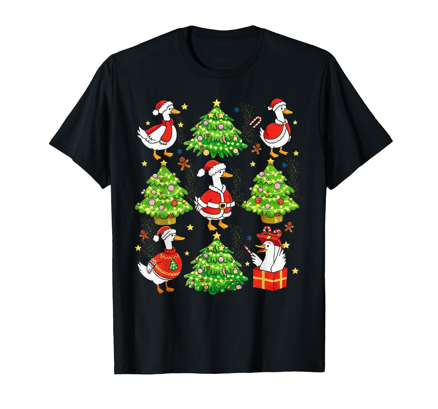 Silly Goose Christmas Santa Goose Xmas Tree Lights Holiday T-Shirt