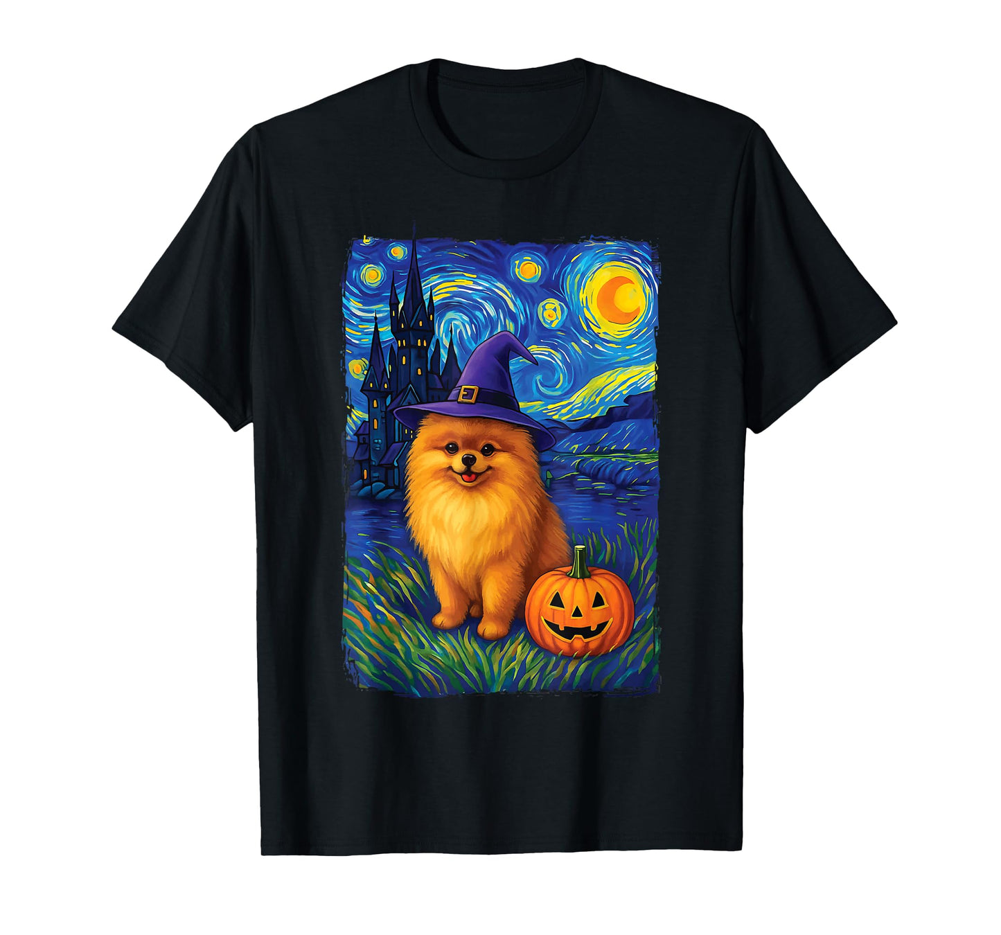 Pomeranian Starry Night Halloween T-Shirt