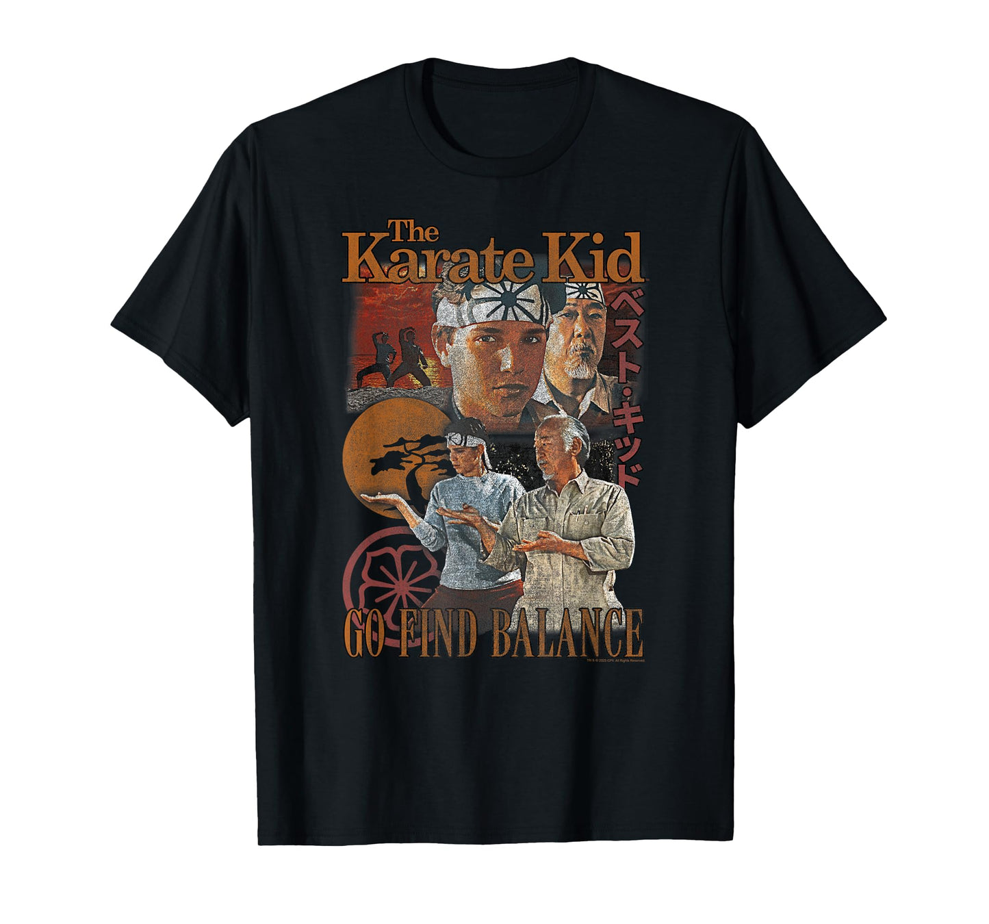 The Karate Kid Go Find Balance Vintage Photo Collage Movie T-Shirt
