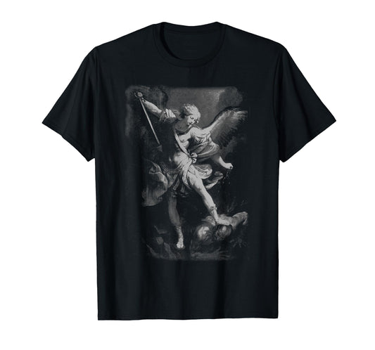 Saint Michael the Archangel Defeating Satan Christian T-Shirt