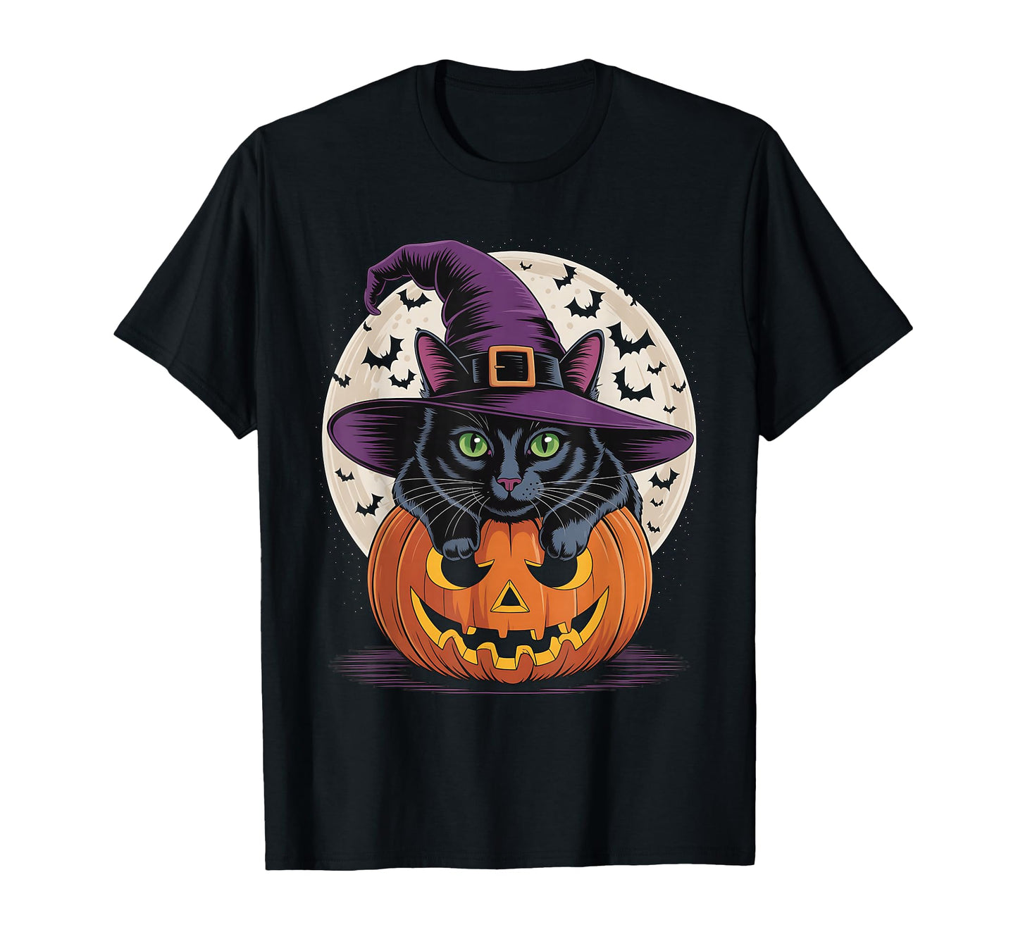 Funny Pumpkin Halloween Black Cat Spooky Season T-Shirt