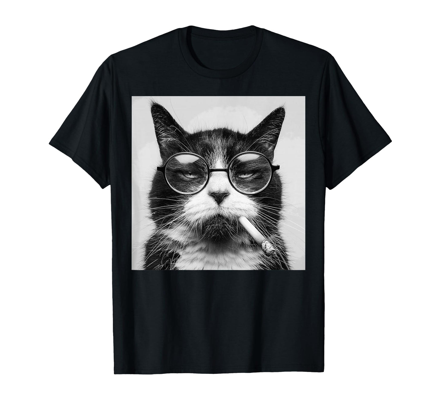 Funny Graphic Cat Smoking Adult Funny T-Shirt