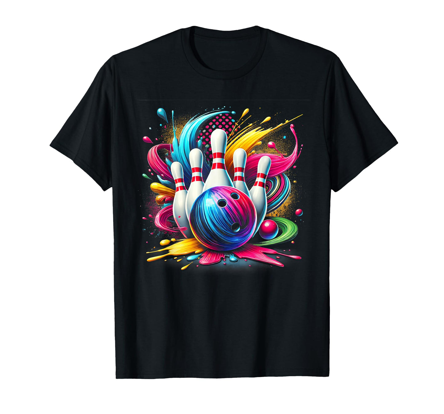 Colorful Bowling Game Day Bowling Flames Ball T-Shirt