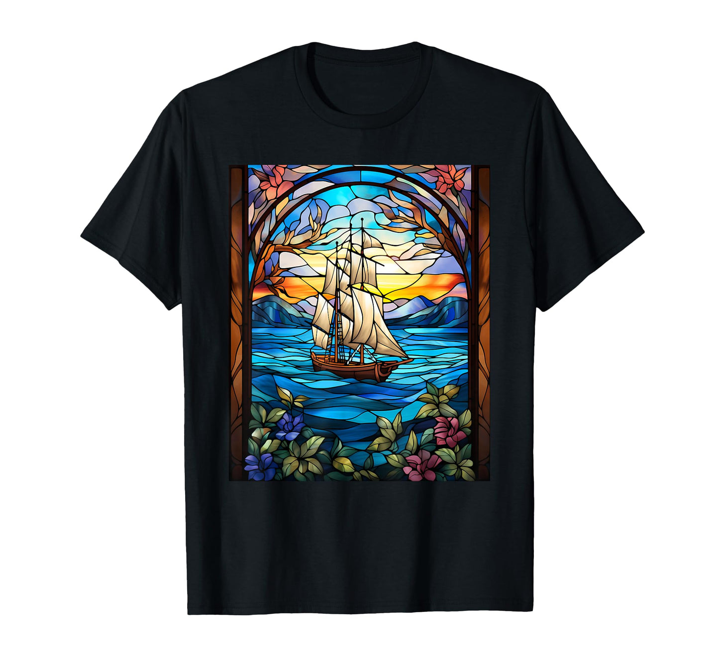 Stained Glass Style Sailing T-Shirt