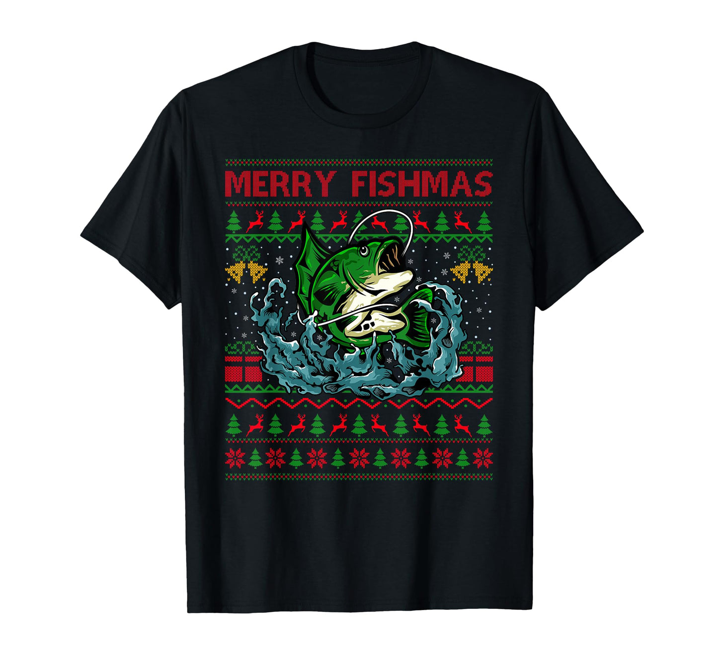 Fishing Ugly Christmas Sweaters Xmas Pajamas Merry Fishmas T-Shirt