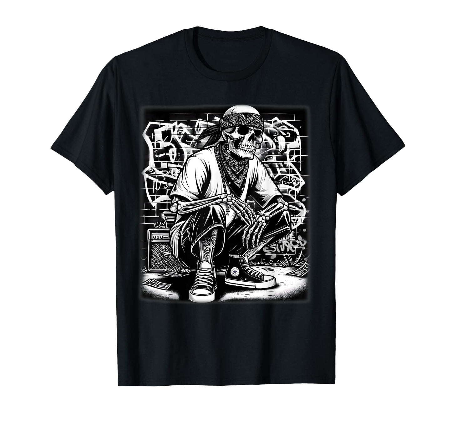 Mexican Gangster Shirt Cool Cholo Chicano Skeleton Con Safos T-Shirt