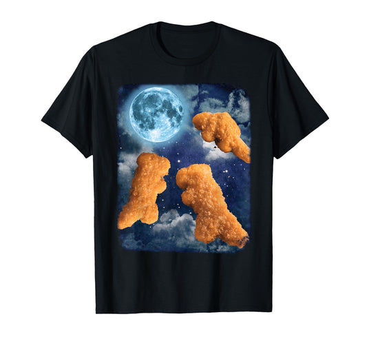 Funny Food Tees Dinosaur Chicken Nuggets Howling At The Moon T-Shirt