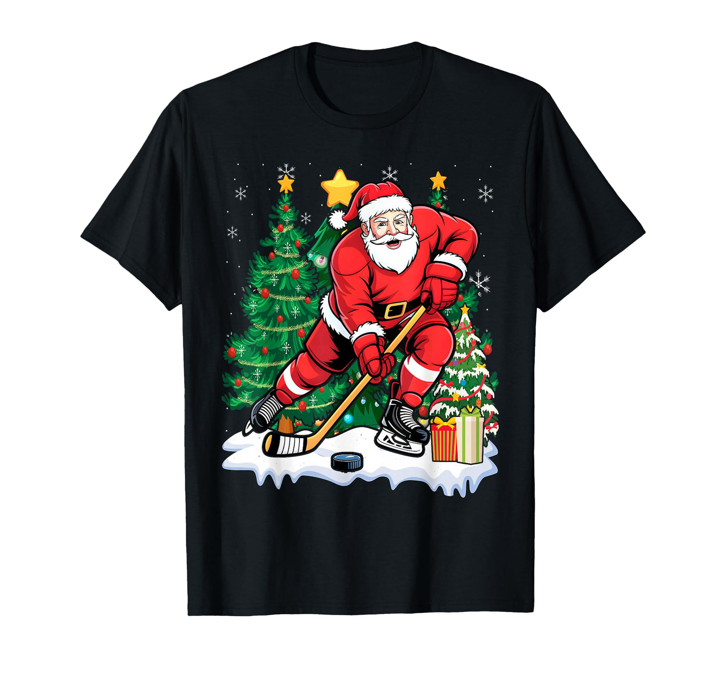 Santa Christmas Hockey for Christmas-Santa T-Shirt