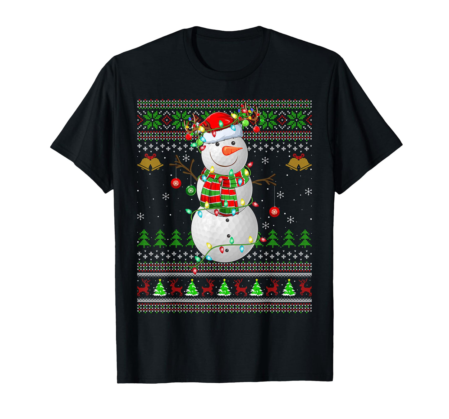 Golf Snowman Ugly Christmas Sweaters Golfing Golfer Xmas T-Shirt
