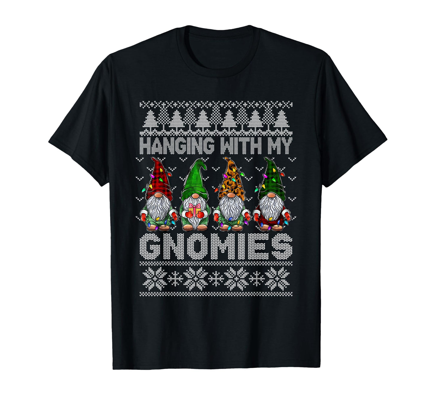 Hanging with My Gnomies Christmas Buffalo Plaid Red Green T-Shirt