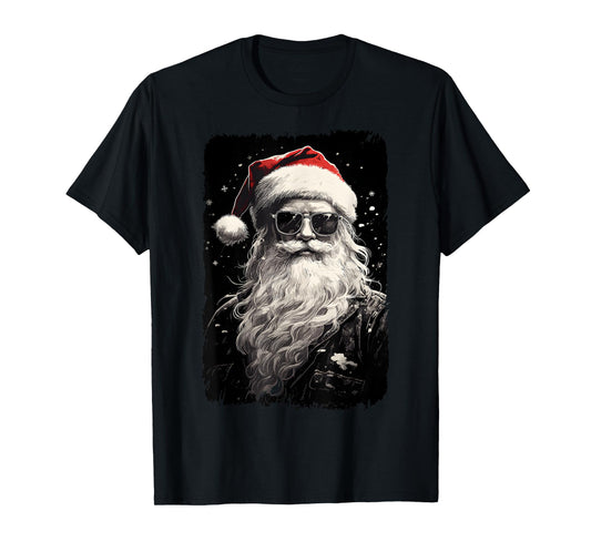 Hipster Santa With Sunglasses Santa Claus Retro Christmas T-Shirt