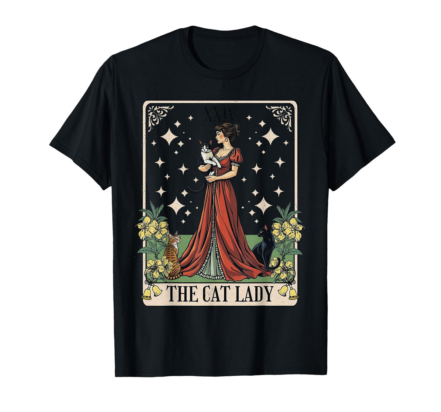The Cat Lady Tarot Card, Vintage Gothic Cat Women Cat Mom T-Shirt