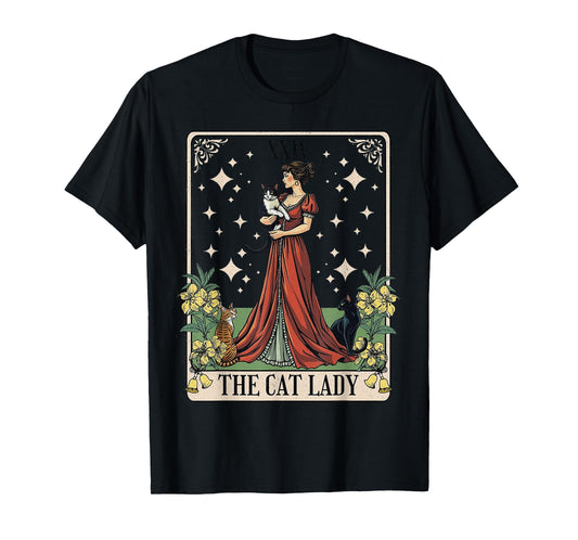 The Cat Lady Tarot Card, Vintage Gothic Cat Women Cat Mom T-Shirt