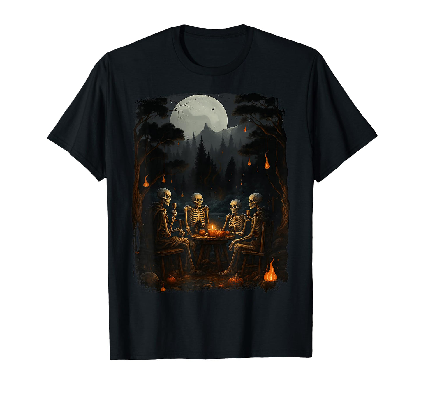 Vintage Ghost Gothic Skeleton Camping Halloween Men Women T-Shirt