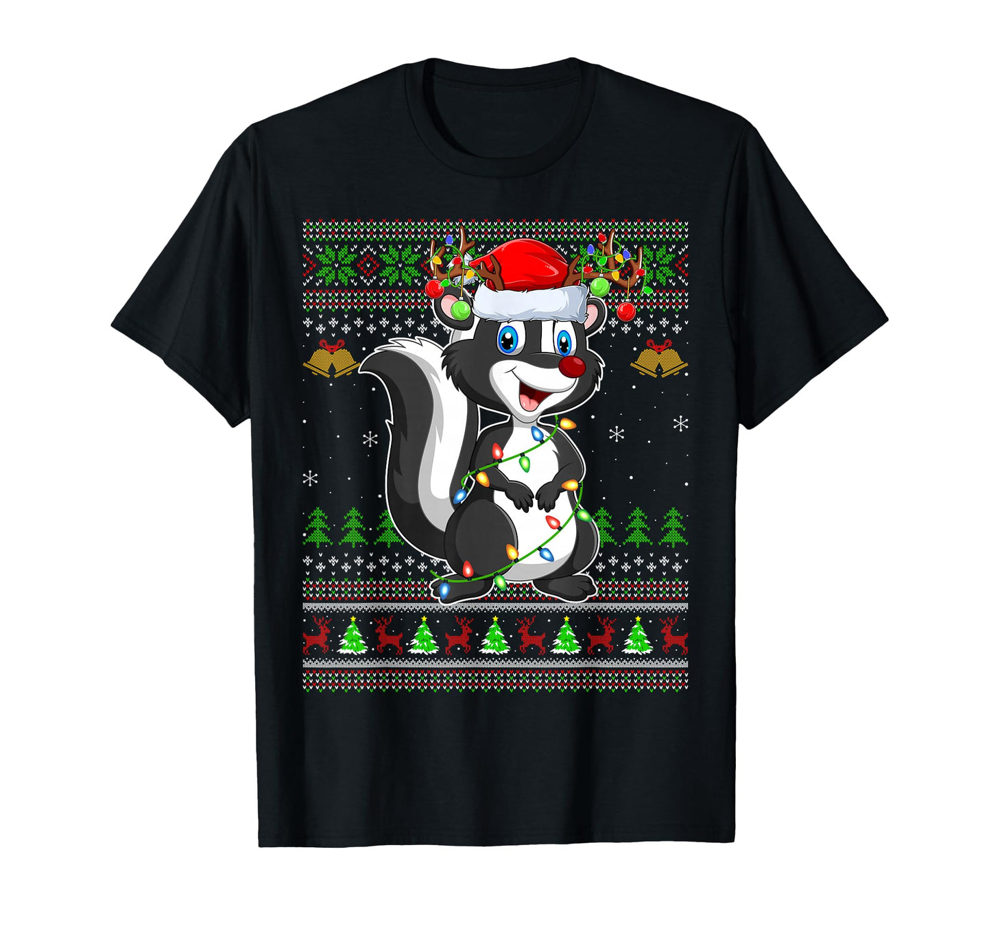 Skunk Ugly Christmas Sweaters Holiday Santa Cute Xmas T-Shirt