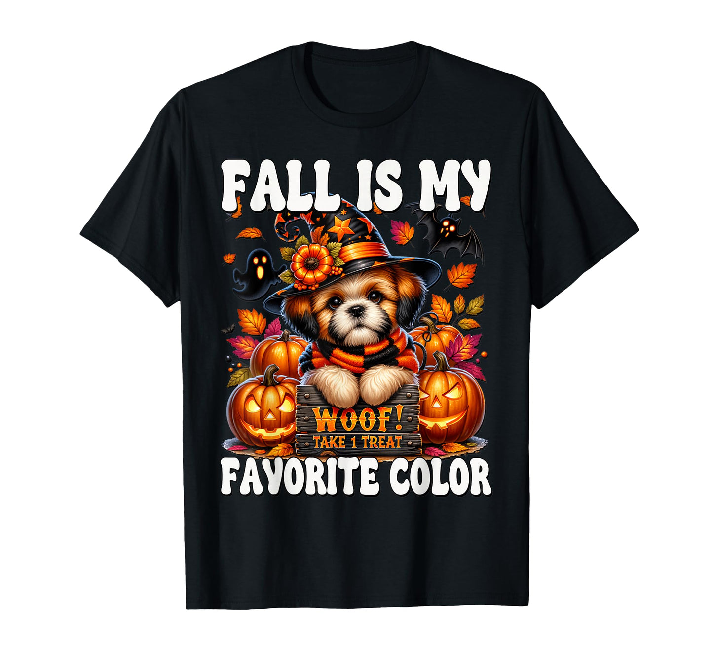 Halloween Shih Tzu Puppy for Mom Fall is My Favorite Color T-Shirt