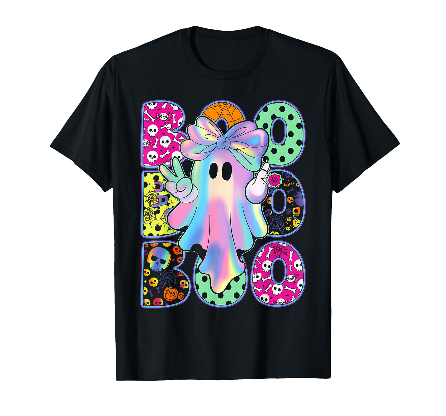 Toddler Ghost with Bow Boo Girls Halloween T-Shirt