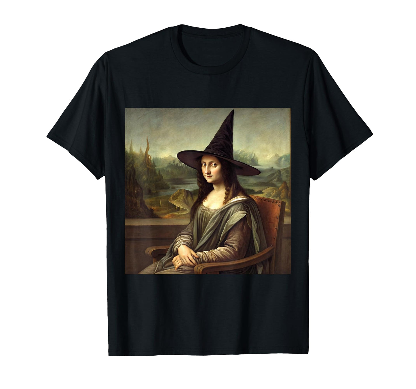 Mona Lisa Inspired Witch Portrait Halloween Classic Hat Art T-Shirt