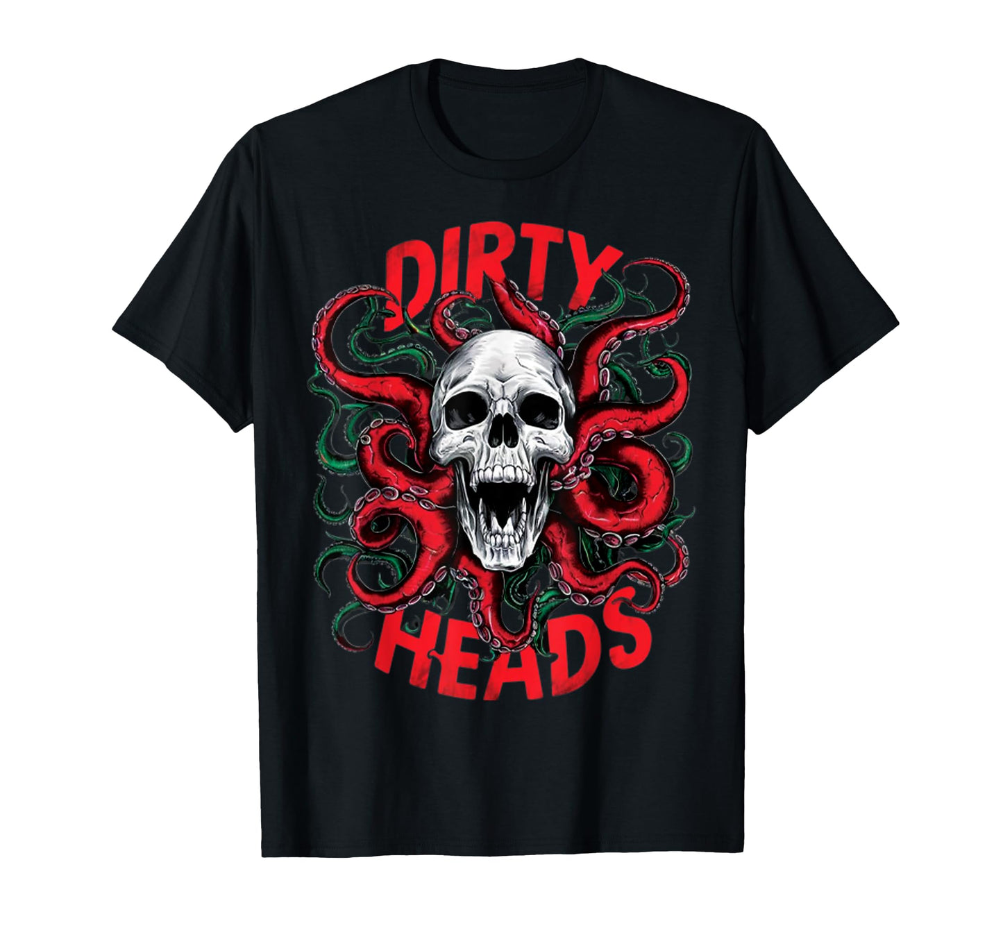 Vintage Dirty Skull Octopus Head Halloween Y2K Goth Grunge T-Shirt