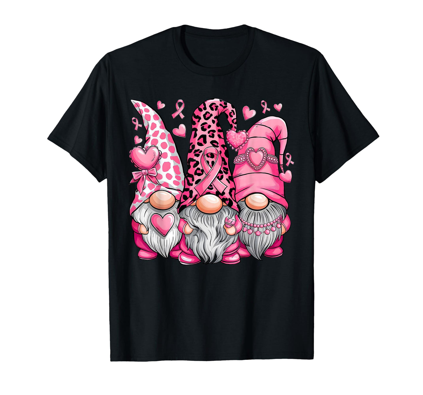 In October We Wear Pink Ribbon Gnomes Women Breast Cancer T-Shirt