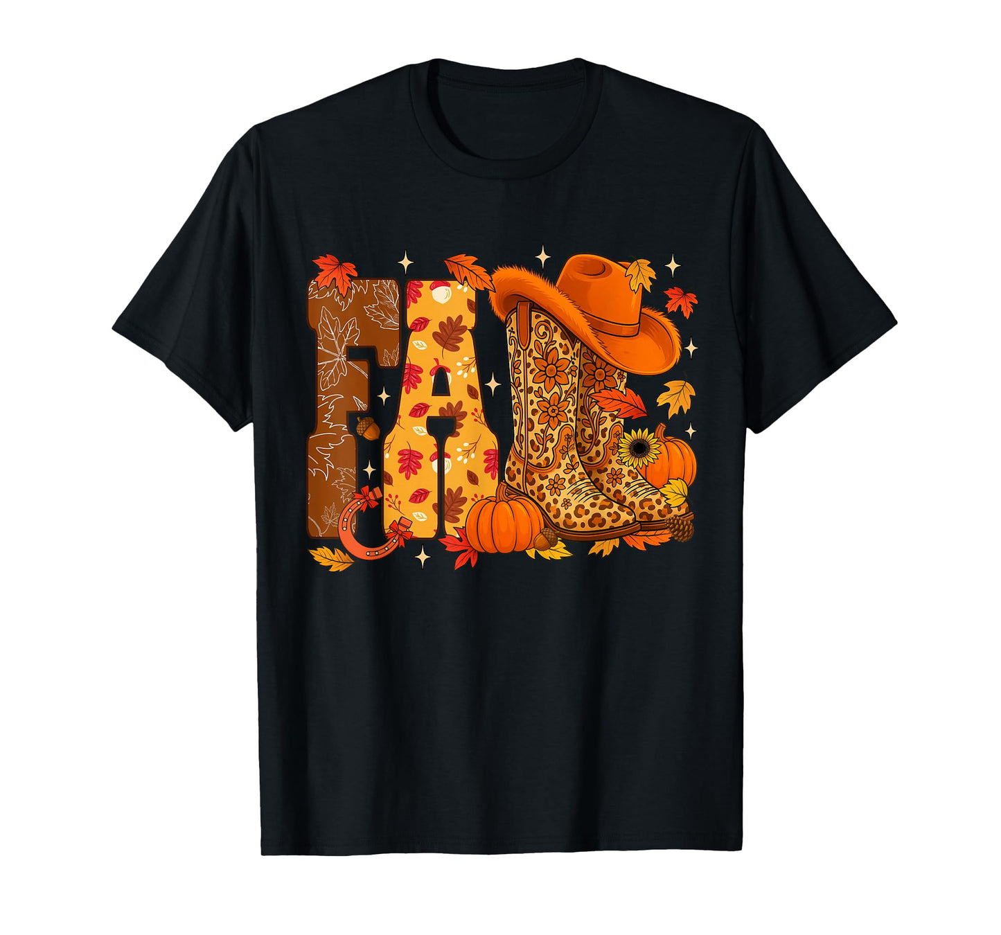 Howdy Fall Western Leopard Boots Autumn Cowboy Cowgirl Women T-Shirt