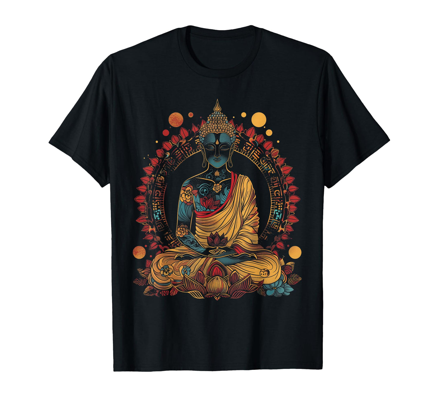 Buddha Vintage Flowers Zen Buddhist Buddhism Yoga Spiritual T-Shirt