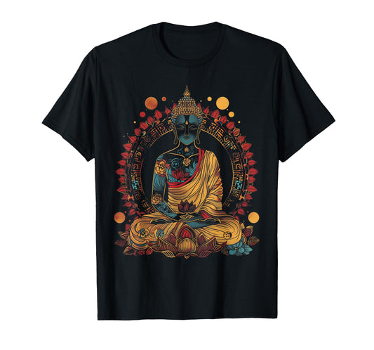 Buddha Vintage Flowers Zen Buddhist Buddhism Yoga Spiritual T-Shirt