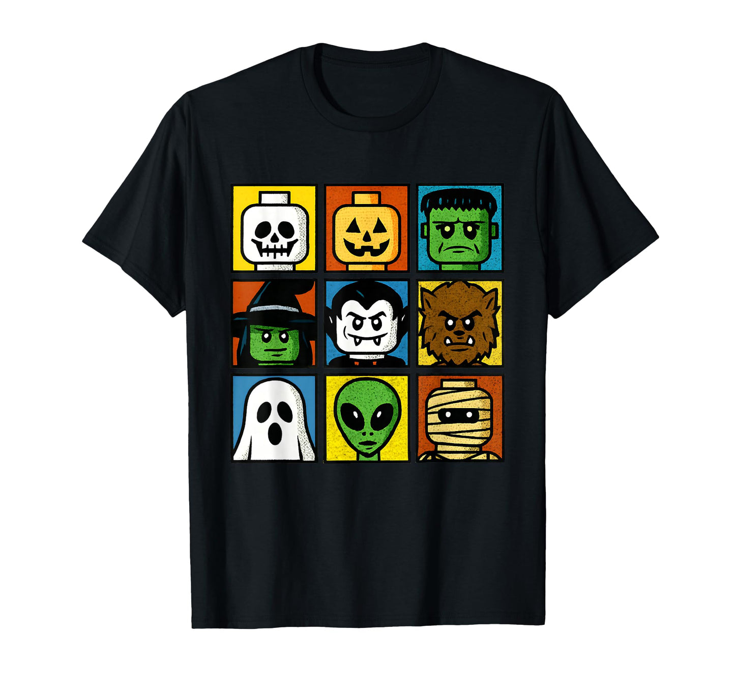 Halloween Building Brick Head Costume Funny Face Kids Boys T-Shirt