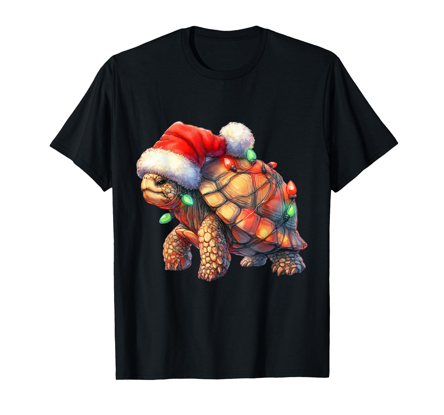 Turtle Christmas Lights Funny Santa Hat Merry Xmas T-Shirt