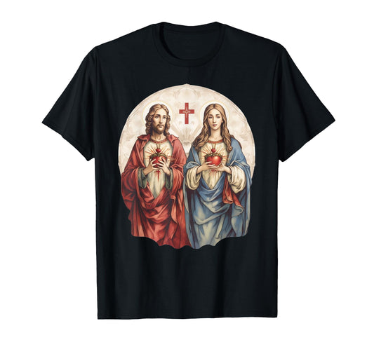 Sacred Heart of Jesus and Immaculate Heart of Mary Catholic T-Shirt