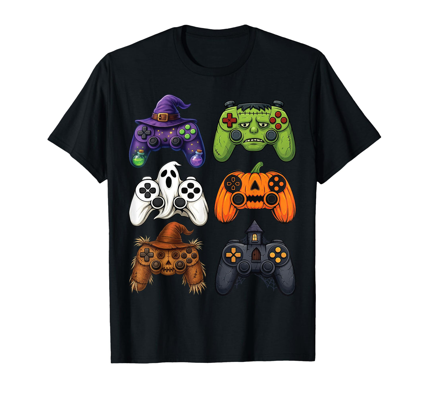 Halloween Gaming Controllers Witch, Frankenstein, Ghost T-Shirt