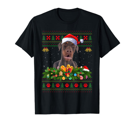 Doberman Dog Ugly Christmas Sweaters Pet Dogs Lover Xmas T-Shirt