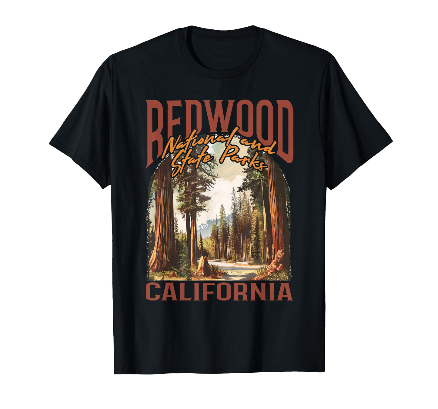 Redwood USA National Park Vintage California Outdoors Retro T-Shirt