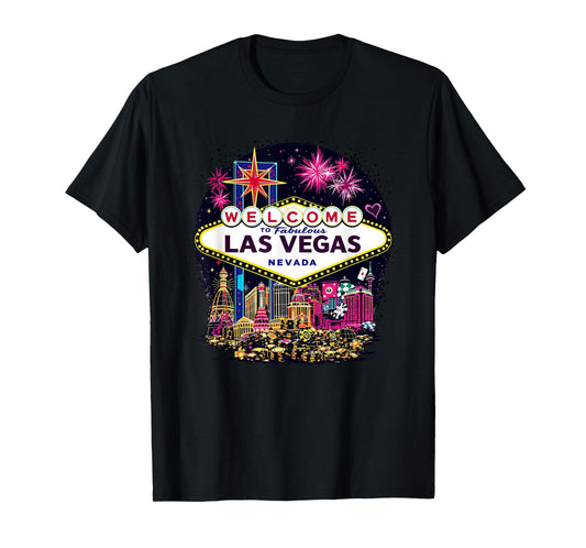 Vintage Las Vegas Nevada Sunset Skyline Cityscape T-Shirt