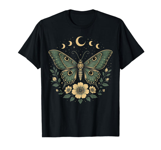 Aesthetic goblincore Moth and moonphases Flowers cottagecore T-Shirt