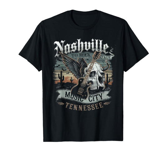 Nashville Music City Tshirt Women Men Tennessee Rock Country T-Shirt