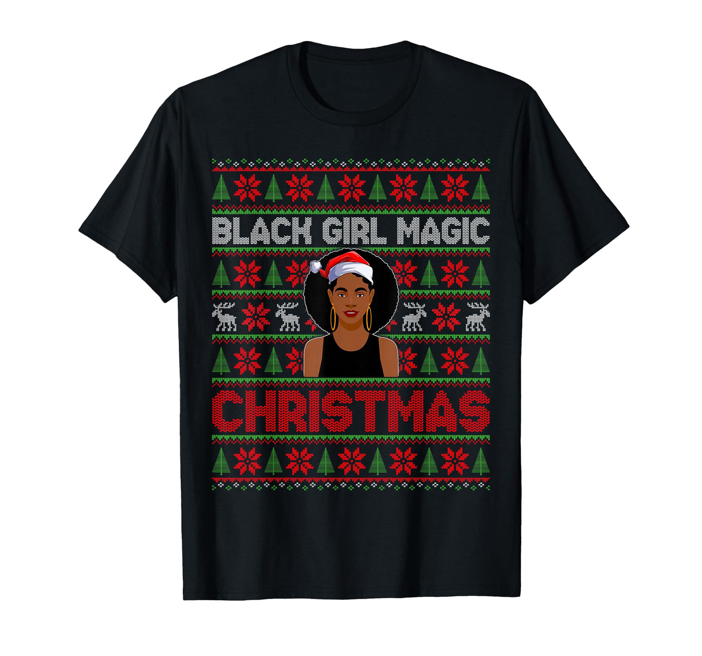 Ugly Sweater African American Black Girl Women Christmas T-Shirt