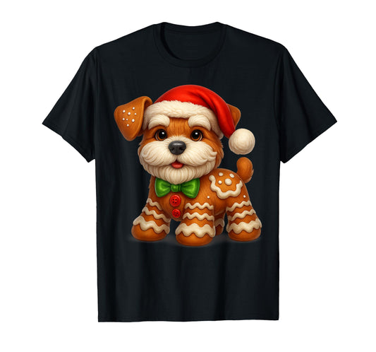 Funny Gingerbread Man Dog Christmas Tees Womens Mens Gifts T-Shirt