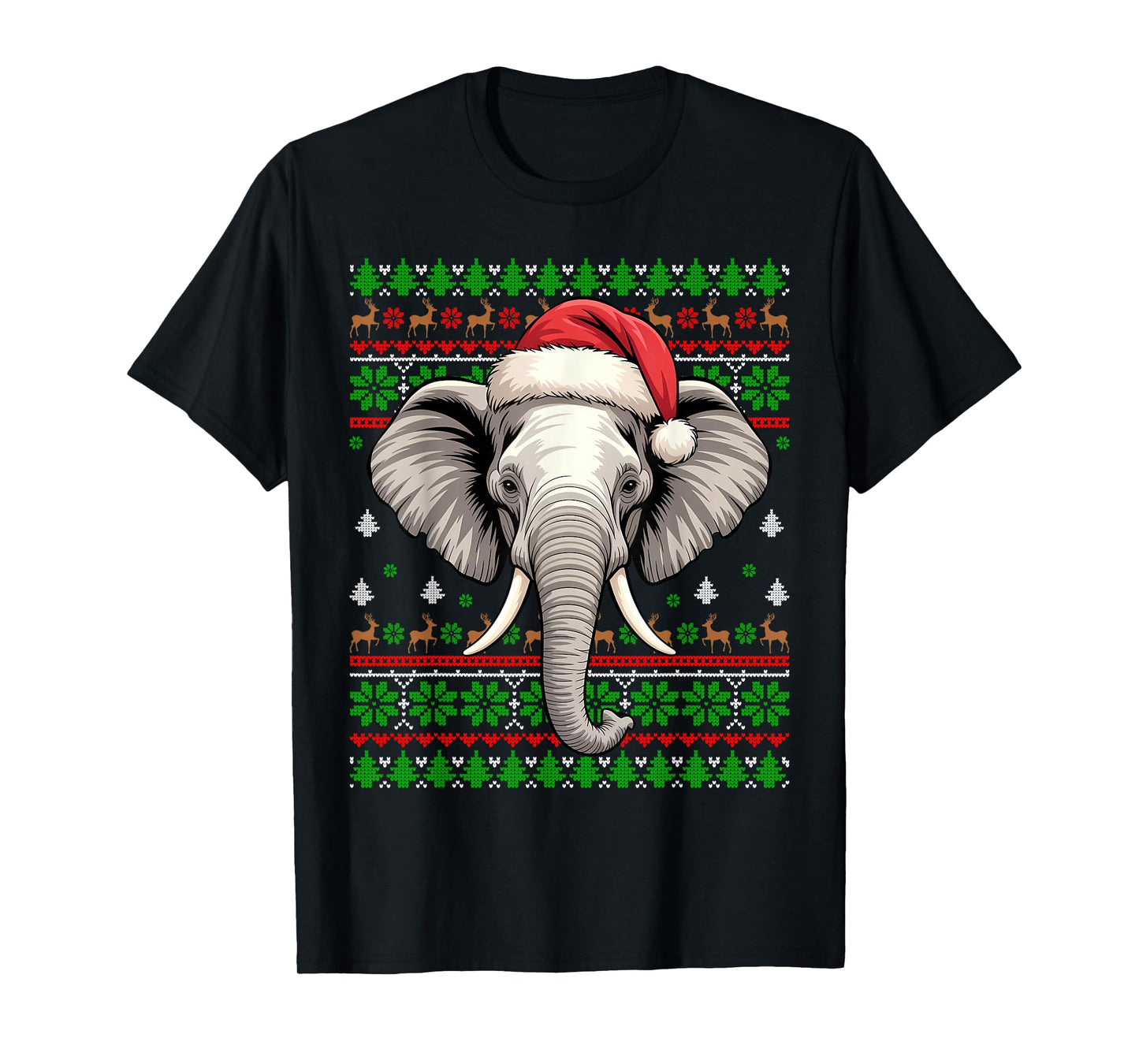Elephant Ugly Christmas Santa Hat Xmas Kids Boys Girls T-Shirt