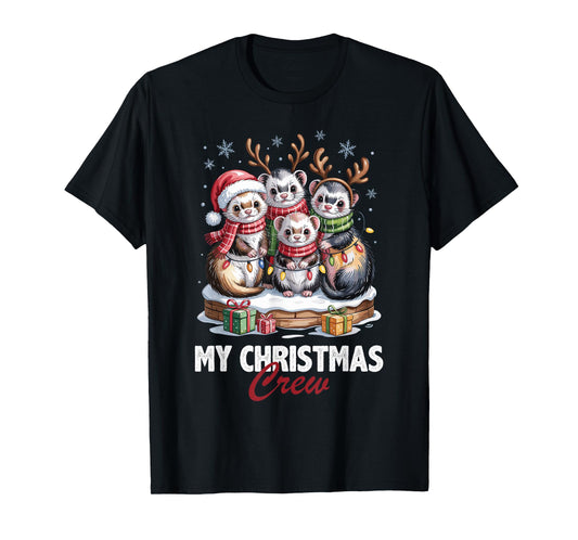 Ferret Christmas Crew Cute Pet Lovers Funny Holiday Pajama T-Shirt