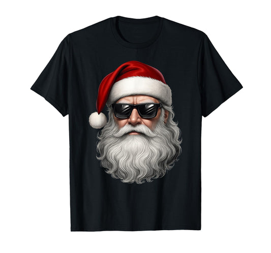 Santa Face Retro Sunglasses Funny Christmas Pajama Mens Boys T-Shirt