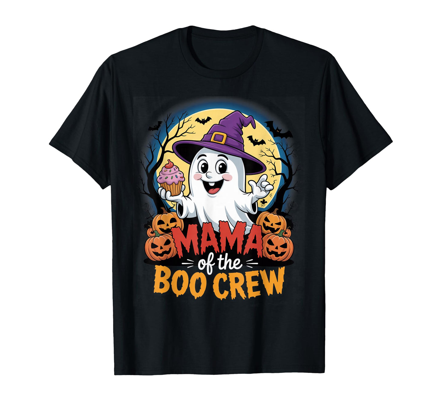 Mama of The Boo Crew Ghost Halloween Family Outfit Pumpkins T-Shirt
