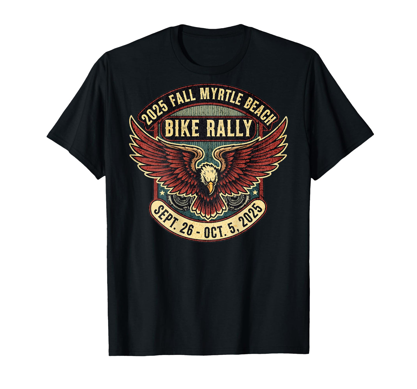 2025 Fall Myrtle Beach Bike Rally with Vintage Art ON Back T-Shirt