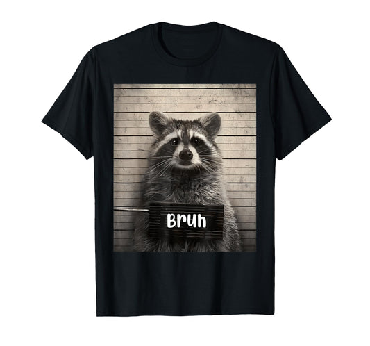 Bruh Streetwear For Teens Unisex-Adults Raccoon Meme T-Shirt - Black, Small, Short Sleeve, Cotton 65%, Polyester 35%, Novelty T-Shirt