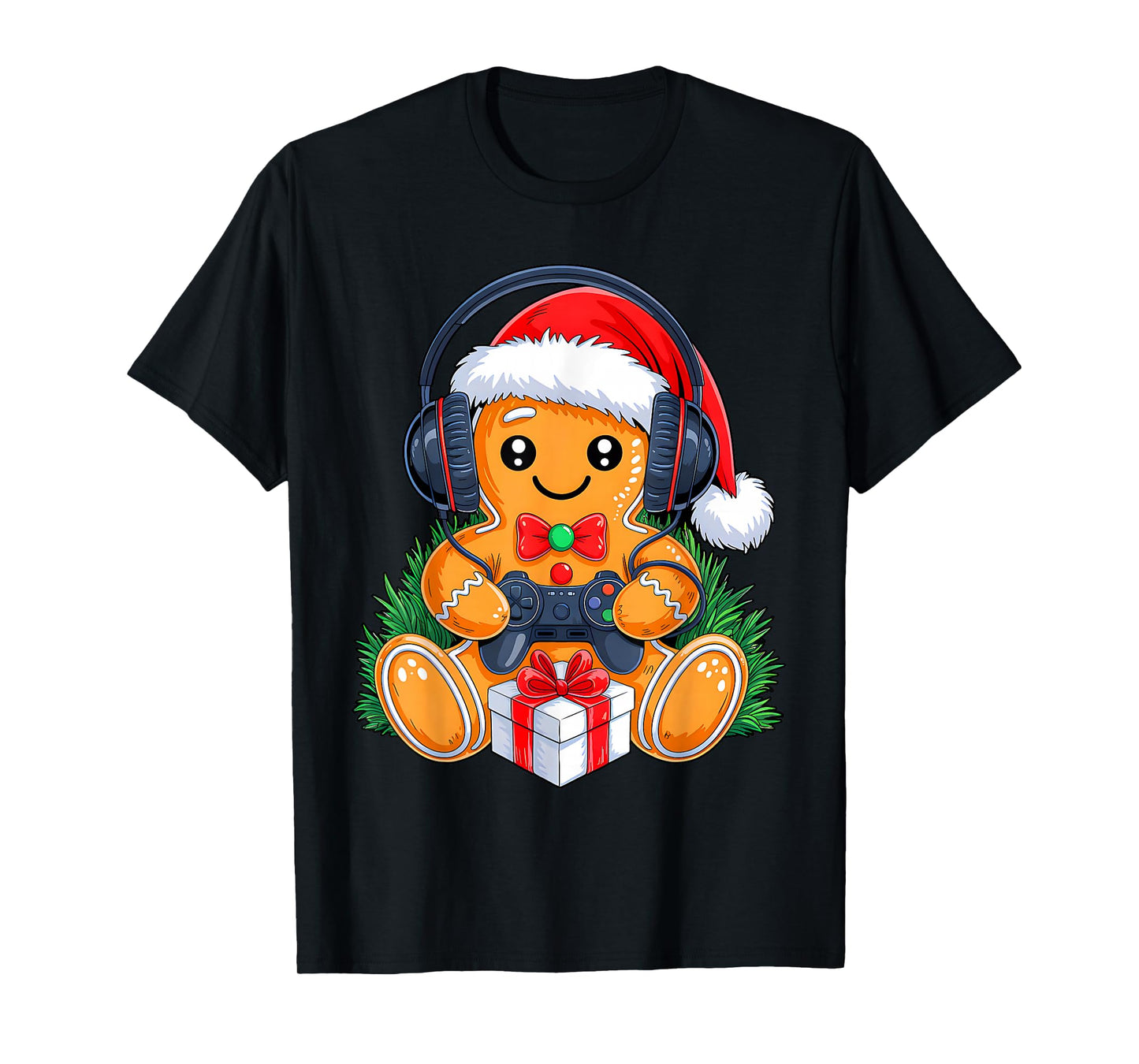 Funny Christmas Gamer Gingerbeard Xmas Gaming Men Boys Kids T-Shirt