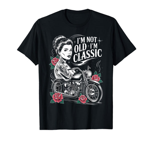 Funny Biker Women Riding Motorcycle Classic Outfit Rider T-Shirt