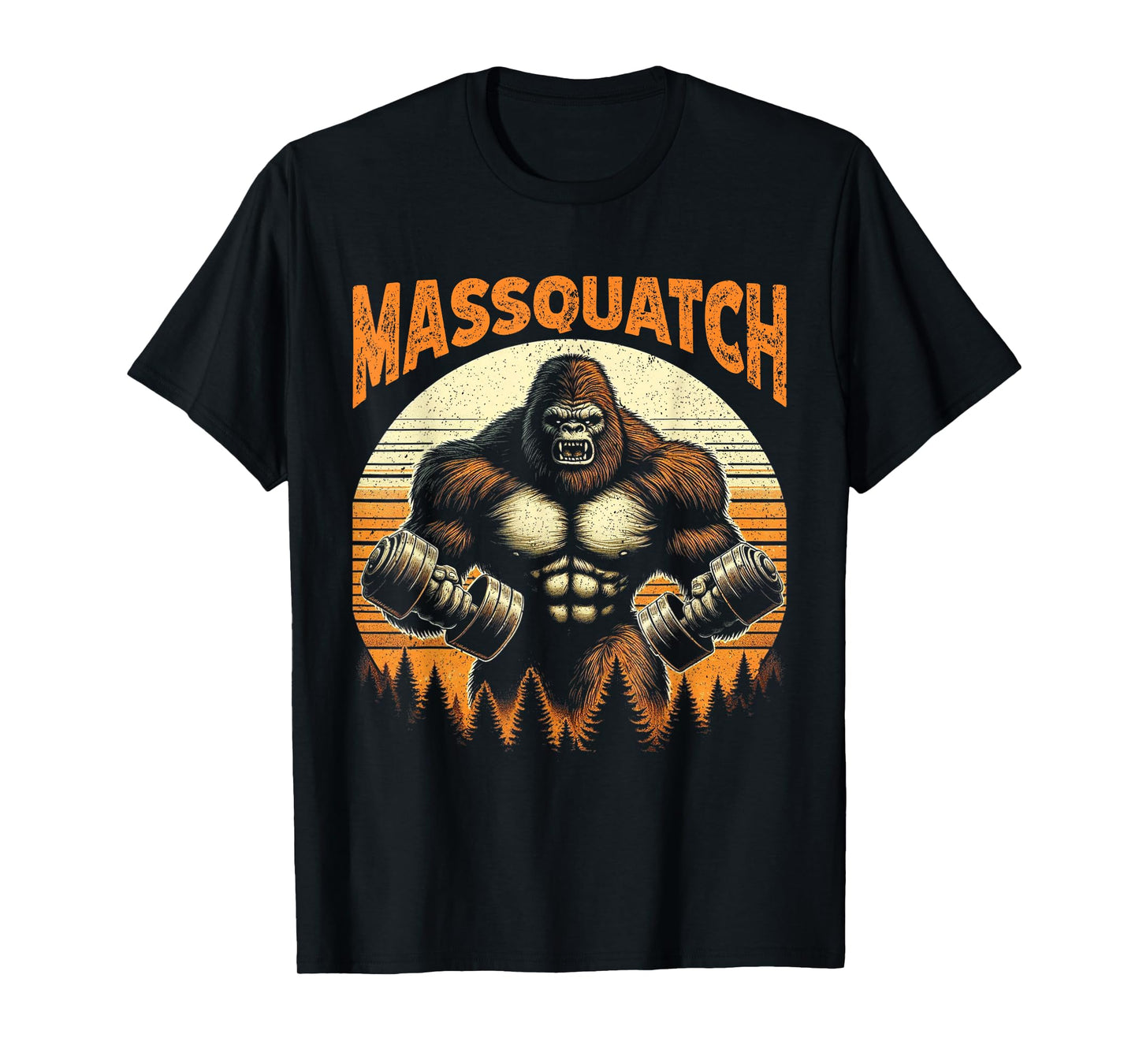 Funny Bigfoot Massquatch Sasquatch Workout Gym Weightlifting T-Shirt